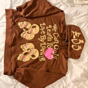 Aelfric Eden Brown Hoodie with Pink and Cream Accents